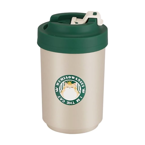 Cute Cat Insulated Coffee Mug with Handle, Stainless Steel Wide Mouth Travel Tumblers with Lid, Double Wall Vacuum Coffee Cup for Camping, Office Cup for Desk, Gift Idea 380ml