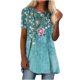 thumbnail image 2 of ICHUANYI Clearance Fashion Woman Causal Round Neck Printing Blouse Short Sleeve T-Shirt Summer Tops(Green, L) ICHUANYI WER2023081016944, 2 of 5