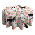 thumbnail image 4 of Husky and Pink Pioneer Flower Round Tablecloth 60"x60",Wrinkle Wipeable Table Cloth for Kitchen Dining Room Picnic Patio Party, 4 of 6