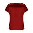 thumbnail image 5 of JGGSPWM Women's Casual Faux Silk Satin Elegant Summer Shirts Crewneck Short Sleeve Blouse Wine S, 5 of 6