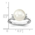 thumbnail image 4 of Majestik Sterling Silver Rhodium-plated Size 8 10-11mm White Imitation Shell Pearl and CZ Ring, 4 of 5