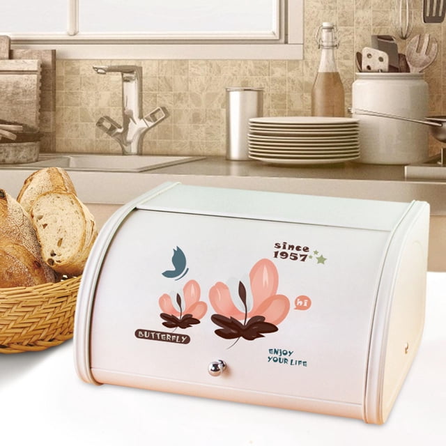 enrollable, de hierro de gran capacidad, soporte para contenedor de pan de 12,40x10,04x6,69 pulgadas, multiusos para mostrador Flor perfecl Contenedor de almacenamiento de pan