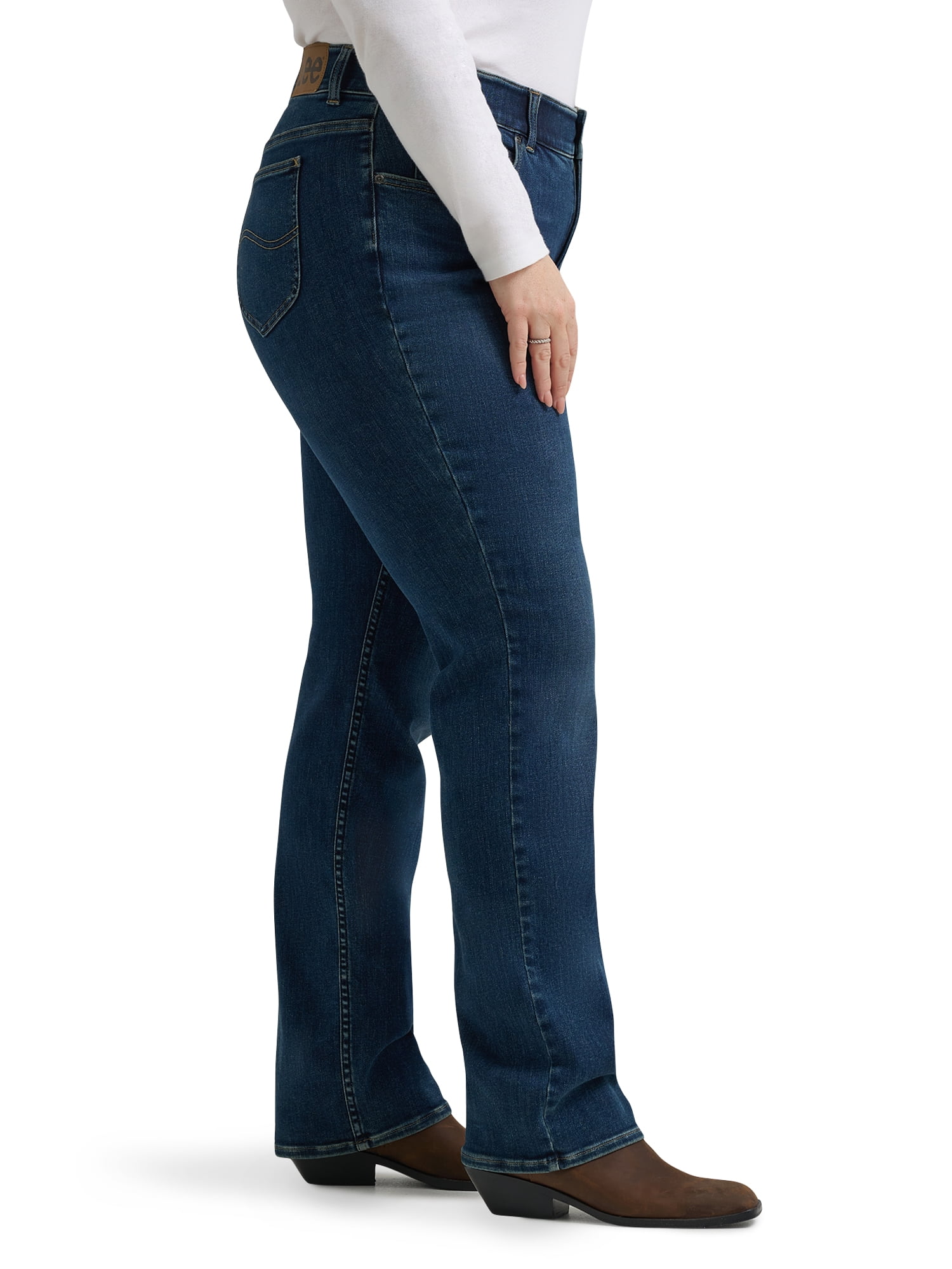 Lee Women's Plus Flex Motion Straight Leg Jean, Available in Regular, Long, Short Inseams