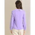 thumbnail image 4 of DARING DIVA Women's Peter Pan Collar Button Chiffon Blouse M Light Purple, 4 of 6