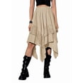 thumbnail image 3 of Women'S Renaissance Flowy Fairy Skirt Y2k Contrast Lace Layered Asymmetrical Midi Skirts Khaki M, 3 of 9