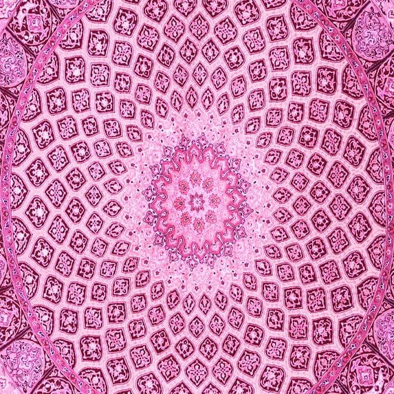 Ahgly Company Indoor Square Medallion Pink Traditional Area Rugs, 3' Square