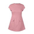 thumbnail image 6 of Women's High Neck A-Line Mini Dress Cap Sleeve Structured Casual Short Dress with Zipper, 6 of 9