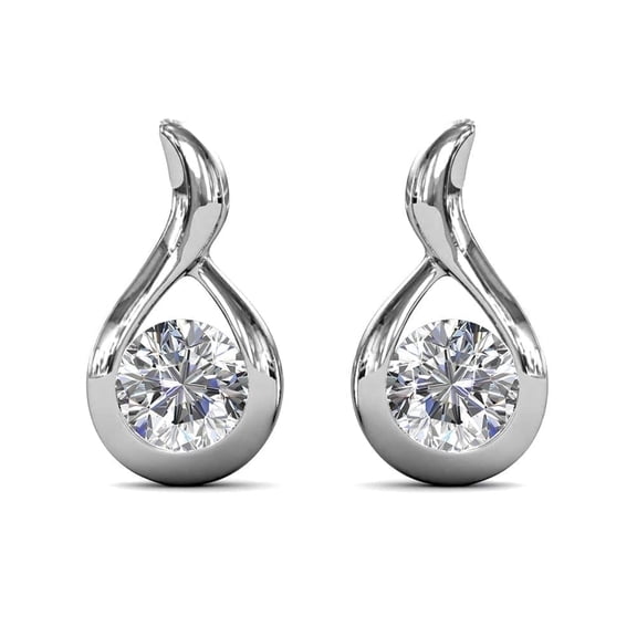 Cate & Chloe Parker 18k White Gold Plated Teardrop Stud Earrings with Swarovski Crystals for Women