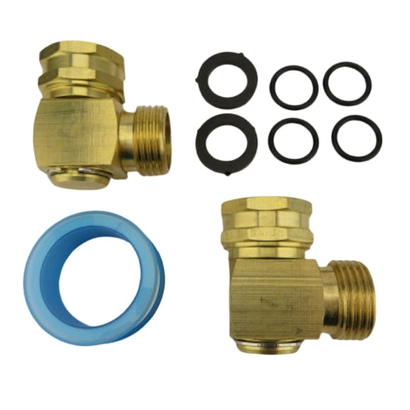 Garden Hose Swivel Elbow Connector 90 Degree Solid Brass (2 pcs)