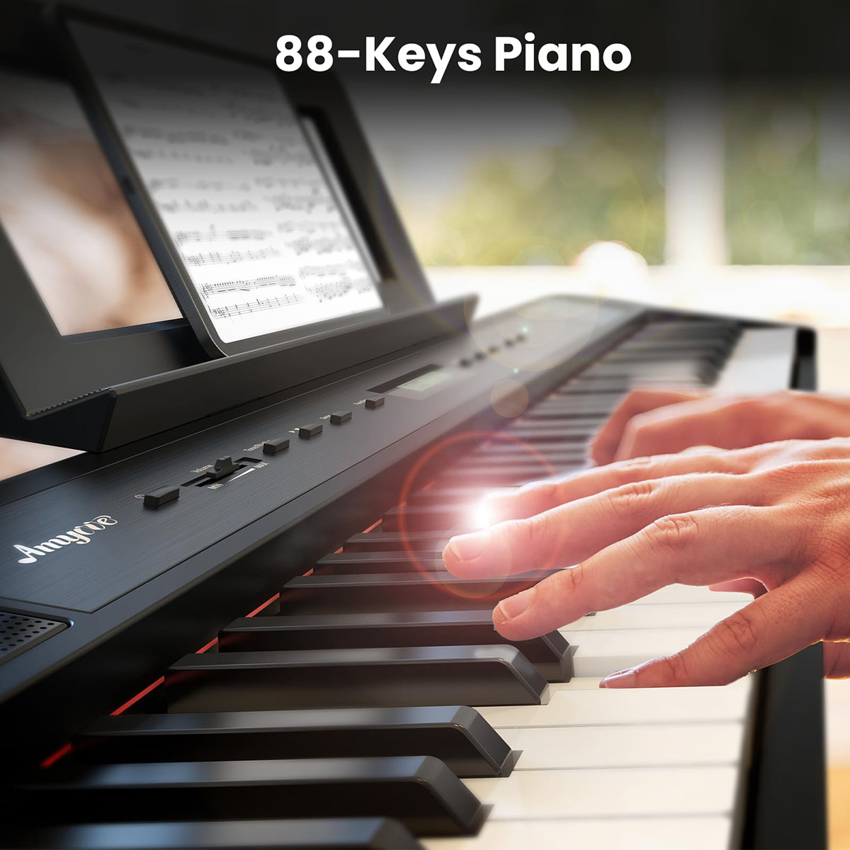 Ataucjin Portable Electric Keyboard Piano with Metal Pedal, 88-Key Weighted Digital Piano, Built-In Speakers – Full Size for Beginners and Professionals, Power Supply