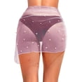 thumbnail image 2 of Women's Beach Sheer Mesh Skirt Pearl Beaded Bikini Cover Up Tie Waist - Chic Embellished Summer Beachwear, 2 of 5