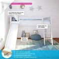 thumbnail image 3 of Max & Lily Twin Loft Bed with Slide, Solid Wood Loft Beds with Ladder for Kids, White, 3 of 4
