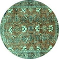 thumbnail image 1 of Ahgly Company Machine Washable Indoor Round Persian Turquoise Blue Traditional Area Rugs, 6' Round, 1 of 4