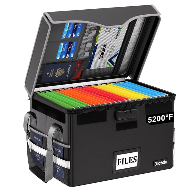 Caja organizadora para documentos DocSafe resistente al fuego y con cierre de combinación