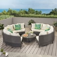 thumbnail image 2 of Noble House Newton 8 Seater Round Wicker Sectional Sofa Set Gray/White, 2 of 4