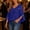 Blue, variant on V-Neck Blouse for Women, Glitter Split Flared 3/4 Slit Sleeve Mesh Top Casual Evening Party Shirt for Dating Party S‑3XL