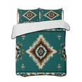 thumbnail image 2 of Green Southwestern King Size Down Alternative Comforter, Lightweight Comforter Quilt Bedding Set with Pillow Shams Boho Ethnic Geometric Retro All Seasons Bed Comforter Duvet Insert 96"x106", 2 of 7