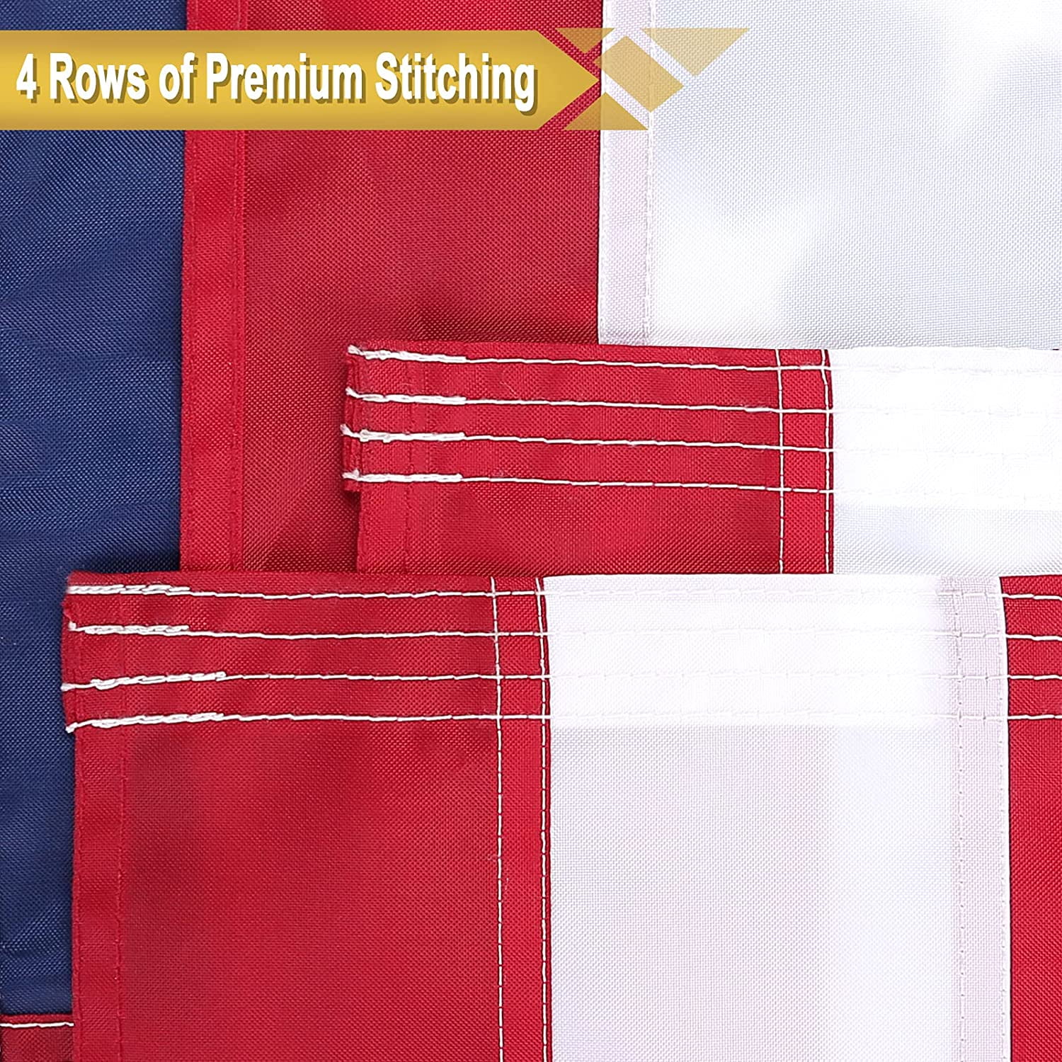 TOPFLAGS 5x8 feet 50 Stars American Flag, Embroidered 210D Embroidered Stars, Sewn Stripes,3 Brass Grommets, Indoor/Outdoor, Vibrant Colors, US USA Flag 5x8 foot