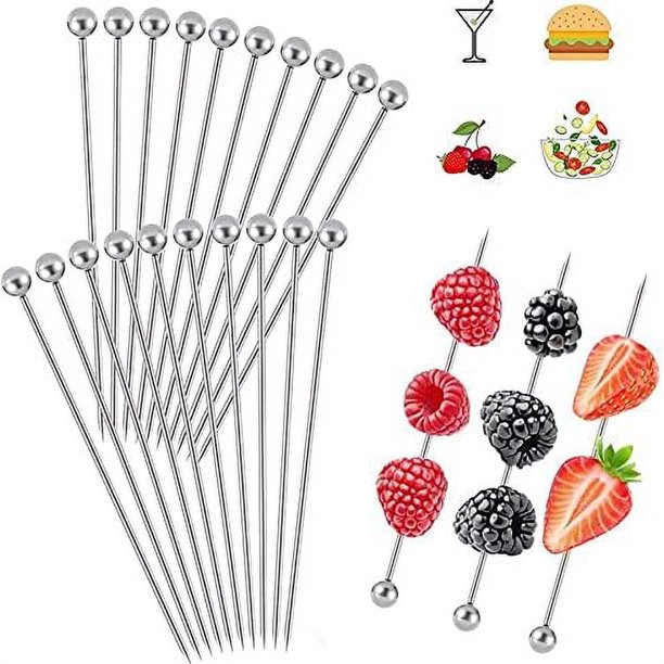 20pcs Stainless Steel Cocktail Sticks Reusable Cocktail Sticks Cocktail Finger Food Sticks Cocktail Picks Olive Sticks Fruit Sticks Cocktail Picks Appetizer BBQ Snacks Halloween, Christmas Supplies