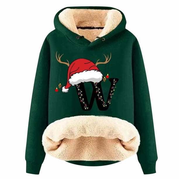 WILLBEST Sudadera Navideña para Mujer, con Estampado de Letras Navideñas, de Lana Gruesa, Cálida para El Invierno XXXXX-Grande