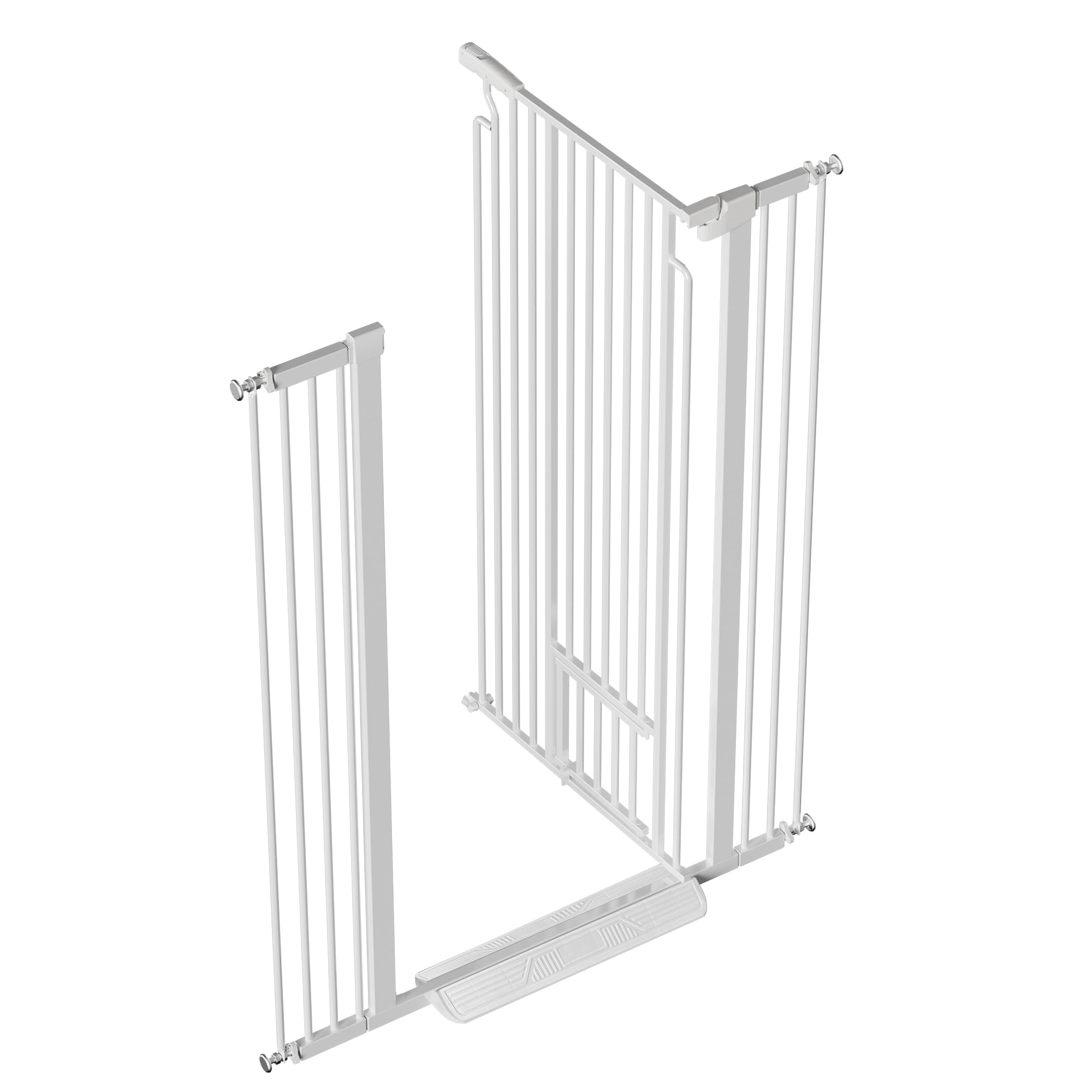 YIYADO 53.15" Extra Tall Cat Gate, 29.53"-40.16" Adjustable Pressure Mounted Pet Gate with Small Cat Door, Auto-Close Safety Gate for Cats & Dogs, White
