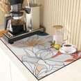 thumbnail image 6 of Coffee Mat for Countertops, Floral Botanical Boho Flower Dish Drying Mat 2 Pcs for Kitchen Coffee Bar Accessories, Coffee Maker Espresso Machine Rubber Backed 12x19in, 6 of 6