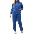 thumbnail image 2 of INSPIRE CHIC Women's Pajama Sets Flannel Long Sleeve Soft Winter Warm Lounge Set with Pockets M Blue, 2 of 6