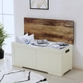 thumbnail image 2 of 39.4" Storage Chest, Wooden Storage Bench, Lift Top Toy Chest with 2 Safety Hinges, Large Toy Box, Entryway Bench for Living Room, Bedroom, Brown and Rustic White, 2 of 9