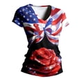 thumbnail image 4 of WEIWEN 250th Anniversary USA Shirt Women America 250 T Shirts V Neck Short Sleeve Celebration Patriotic USA Flag Printed 1776-2026 Tshirts Shirts for Women Tops Blue XL, 4 of 7