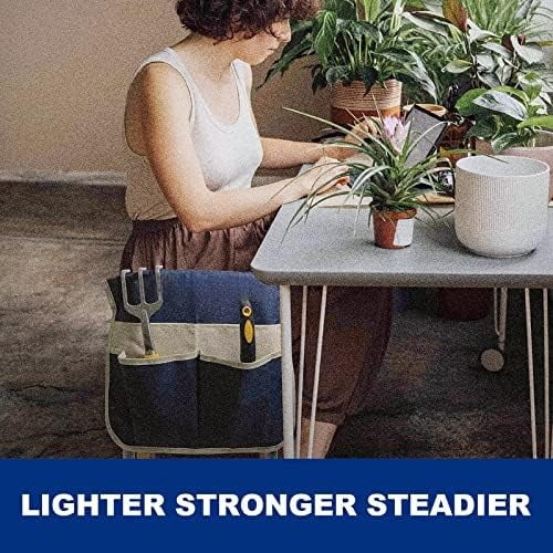 Foldable Garden Kneeler Seat Heavy Duty [Upgraded Widened Thick Kneeling Pad] Garden Stool with Large Garden Tool Bags with Pockets - Portable Garden Bench Gardening Gifts for Parents K3-Blue