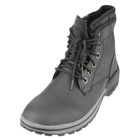 

London Fog Men s Saul Leather Lace Up Water Resistant Winter Boots Black