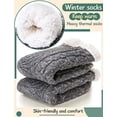 thumbnail image 4 of Calcetines borrosos para mujer, esponjosos y acogedores, para invierno, cálidos, de lana, de felpa, con empuñaduras, calcetines antideslizantes, 4 of 5