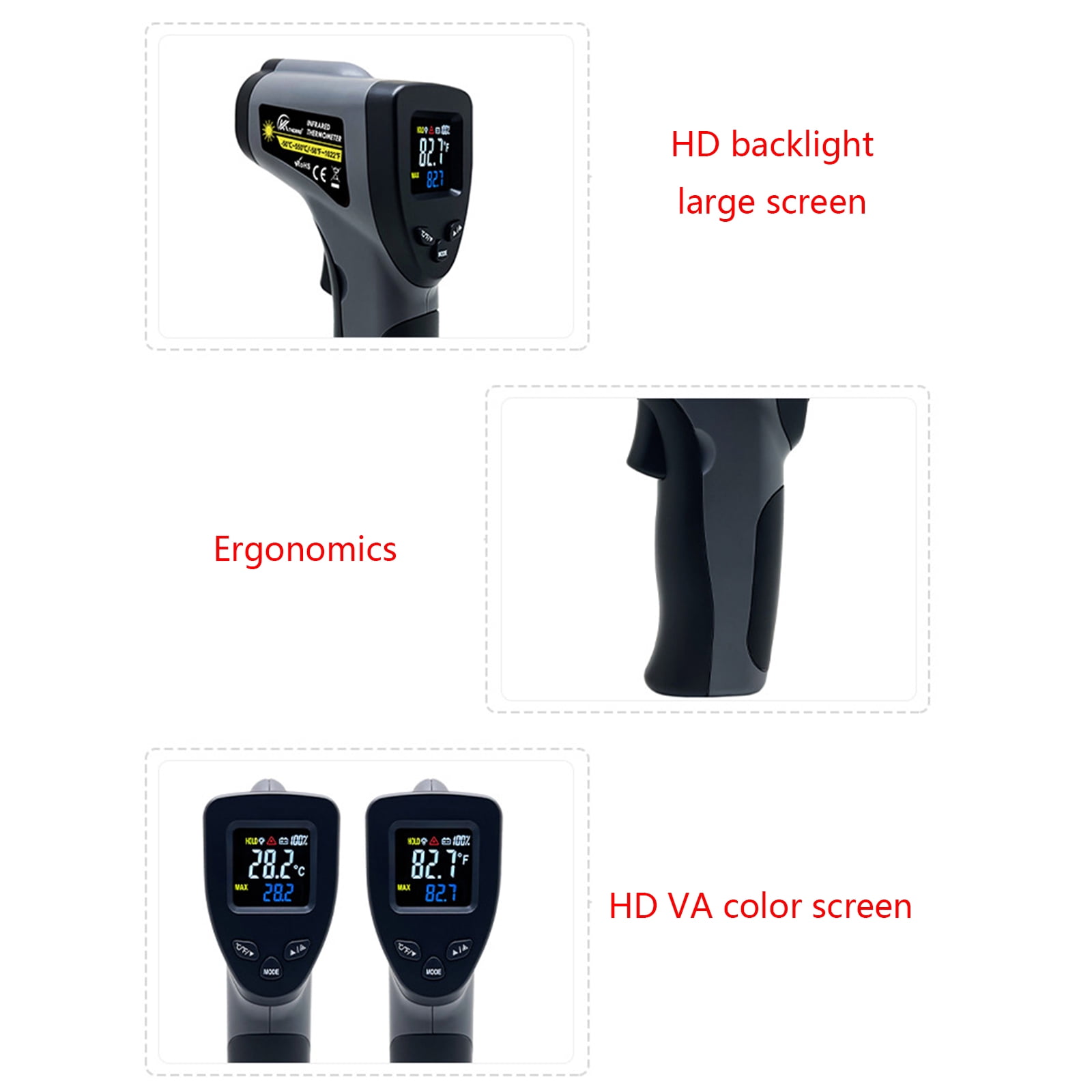 Infrared Thermometer Digital Temperature Gun for Cooking Non Contact Temp Gauge