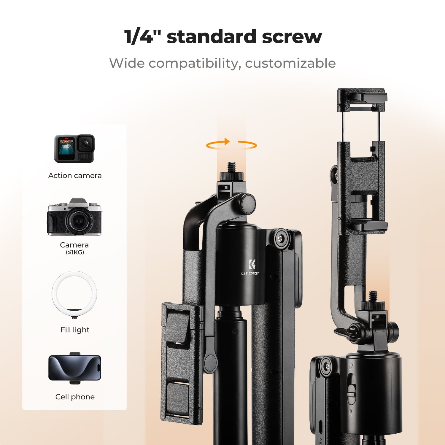 K&F CONCEPT 71“ Face Tracking Tripod for iPhone, Auto Face Tracking Selfie Stick, Auto Face Tracking Tripod 360 Totation with Stand, Gesture Control, Remote Control