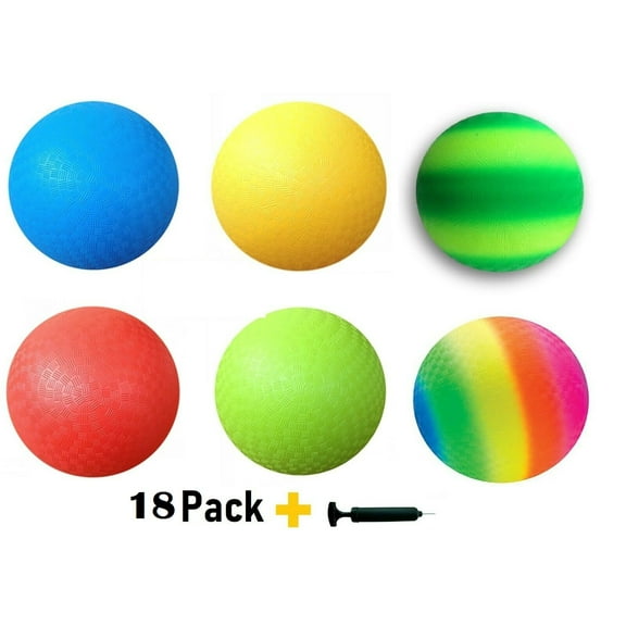 18 Pack Playground Balls (Red,Blue,Green,Yellow,Rainbow, Green/Swish