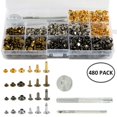 thumbnail image 1 of Leather Craft Repairs Decor Kit Leather Rivets Double Cap Rivet Tubular Metal Studs, 1 of 17