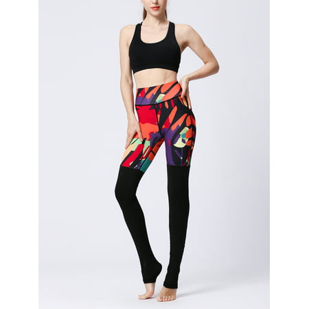 S-XL Sexy Ladies Women High Waist Yoga Leggings Trousers Fitness Pants Active Wear Floral Print Sports Pants Capris Compression Long Workout Running Jogging Riding Gym Exercise Black
