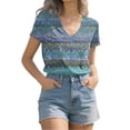 thumbnail image 4 of MEICHEN Short Sleeve Shirts Womens Fashion Casual Print V Neck T Shirt Plus Size Tops Loose Fit Blouse, 4 of 9