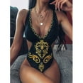 thumbnail image 5 of Gibobby Bañador de una pieza Bañador con estampado de monokini cruzado barroco, bañador Criss, conjunto de Tankinis para mujer en la playa(Negro,XL), 5 of 5