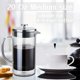 thumbnail image 2 of Cafetera de prensa francesa, prensa de café de vidrio de borosilicato de doble pared de acero inoxidable 304, con sistema de filtración múltiple, 2 filtros adicionales, 600 ml 20 oz transparente, 2 of 8