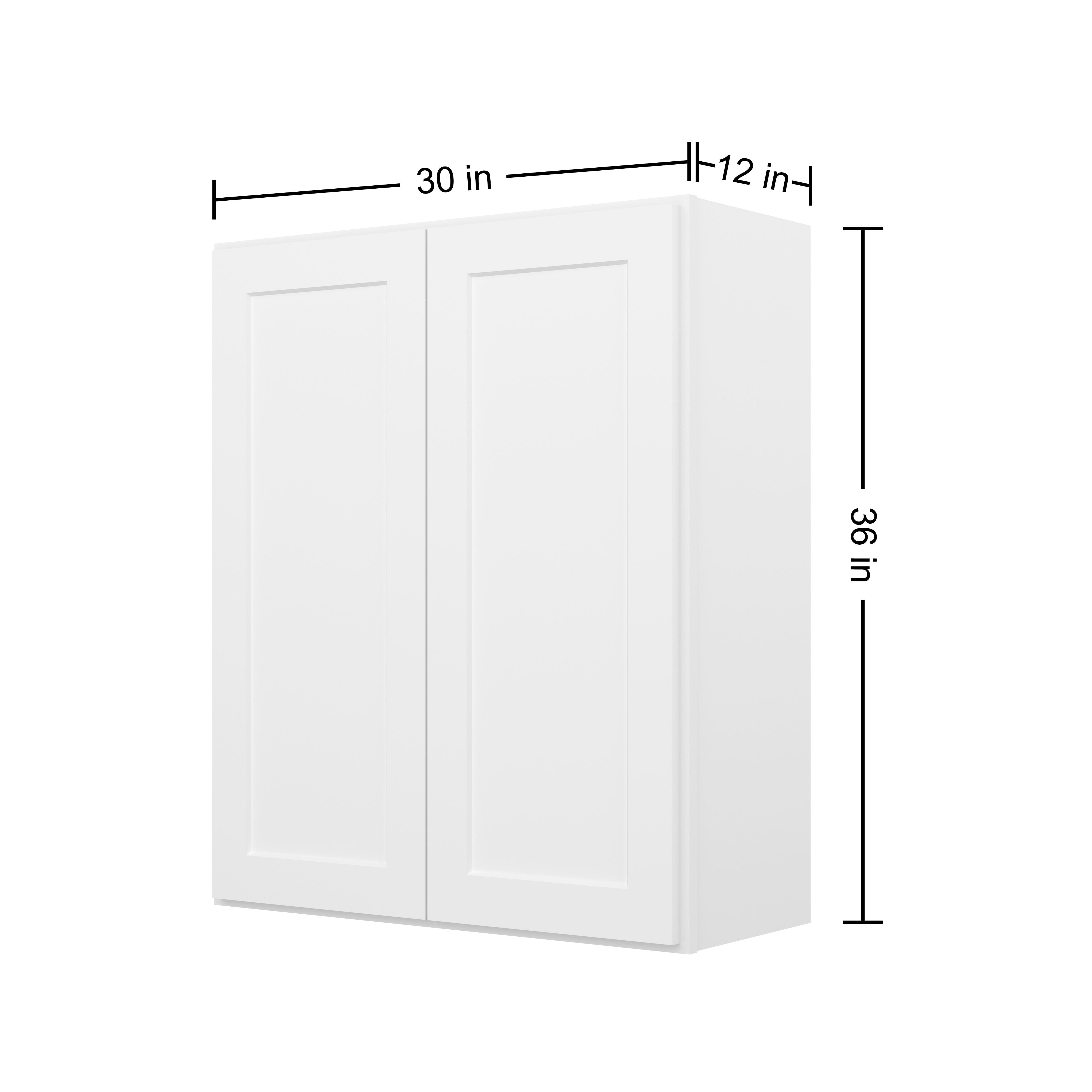 Furinno Shaker Wall Kitchen Cabinet 2-Doors-2 Shelves, Ready to Assemble, 12 D x 30 W x 36 H, White
