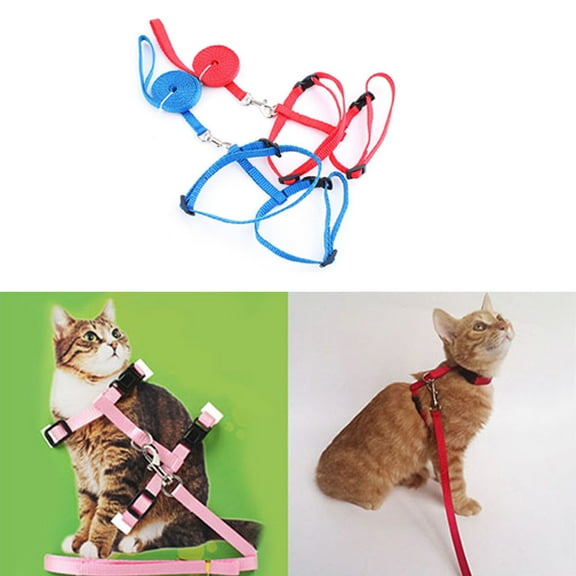 Cheers.US Adjustable Nylon Cat Puppy Pet Harness Collar Lead Leash Traction Safety Rope Cat Harness and Leash Set for Walking Escape Proof,for Small Large cat Kitten Harness
