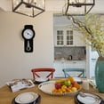 thumbnail image 2 of Wood-Look Pendulum Plastic Wall Clock, Farmhouse Decor for Living Room, Kitchen, or Dining Room, Silent Clock with Roman Numerals, Battery Powered, Large Decorative Wall Clock, Easy-to-Read, Black, 2 of 5