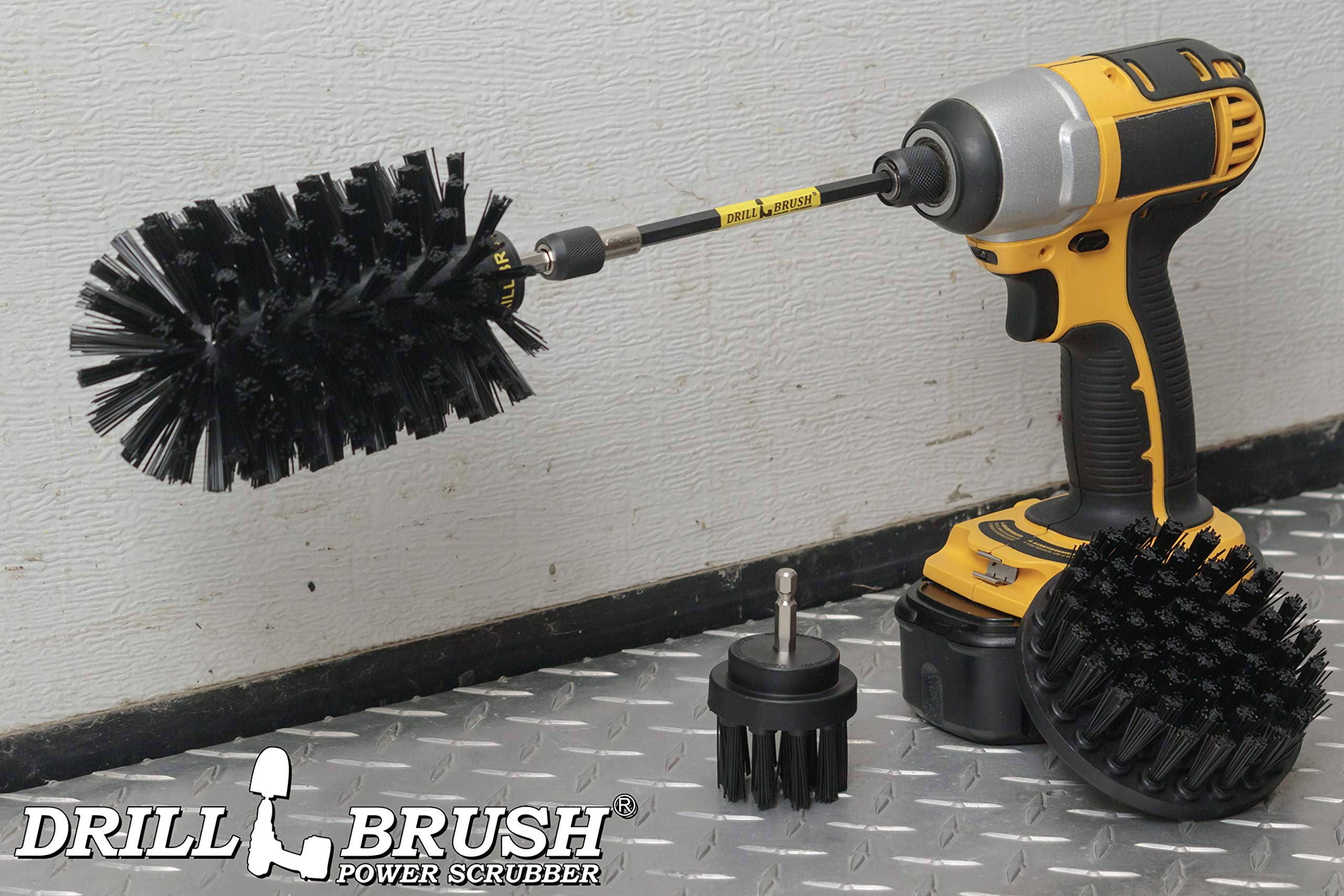 Oil Stain Remover Scrub Brush Attachment for Drill Set - Household Cleaning Tools and Scrub Brushes for Cleaning Grills - Electric Spin Scrubber Cleaning Supplies Set - Industrial Cleaning Products