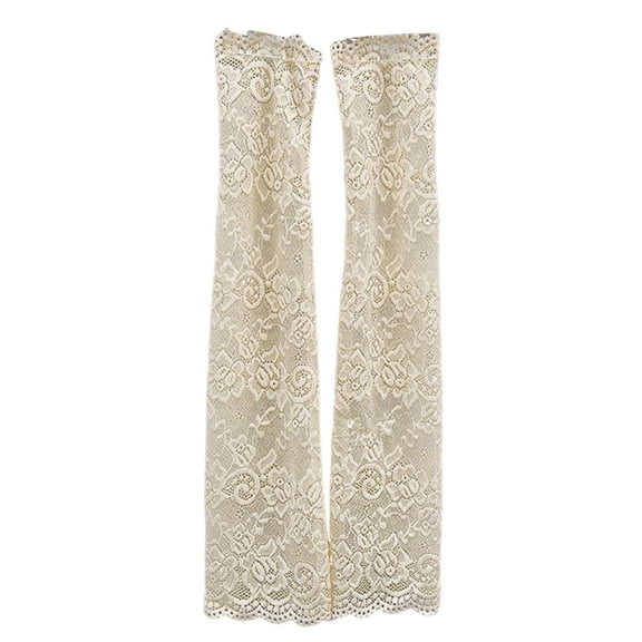 HUANLEDASH 1 Pair Cycling Sun Protection Sleeves Lace Flower Embroidery Solid Color Thin Breathable Mesh Outdoor Driving Ani-UV Arm Covers