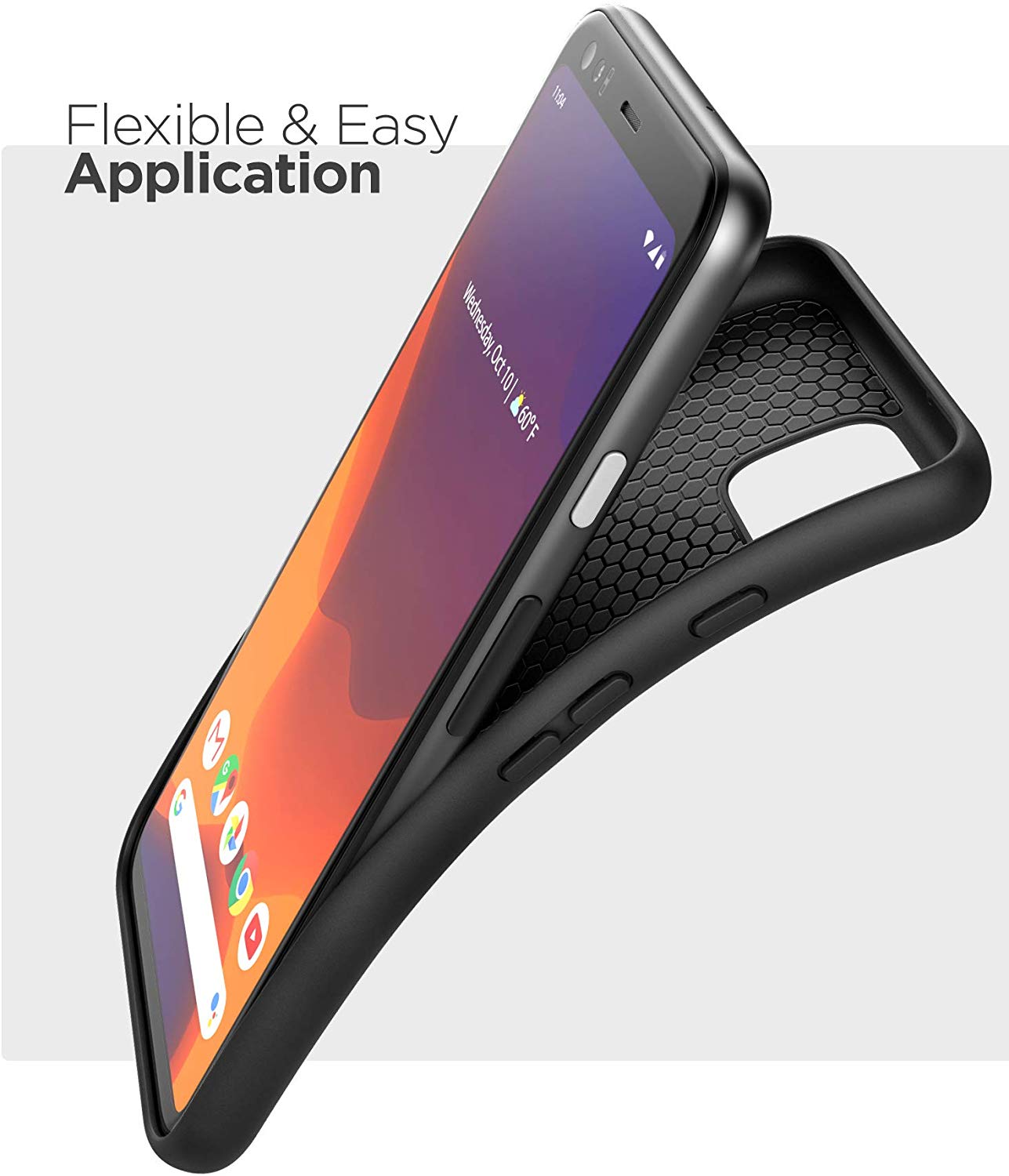 Encased Pixel 4 Case (Thin Armor) Slim Fit Flexible Grip Phone Cover for Google Pixel 4 - Black - image 2 of 6