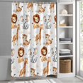 thumbnail image 5 of Cartoon Lions Giraffe Tiger Shower Curtain, 48" x 72", Cute Animal Leaf Musical Note Waterproof Bathroom Curtain Washable Shower Curtain Set with 12 Hooks, 5 of 8