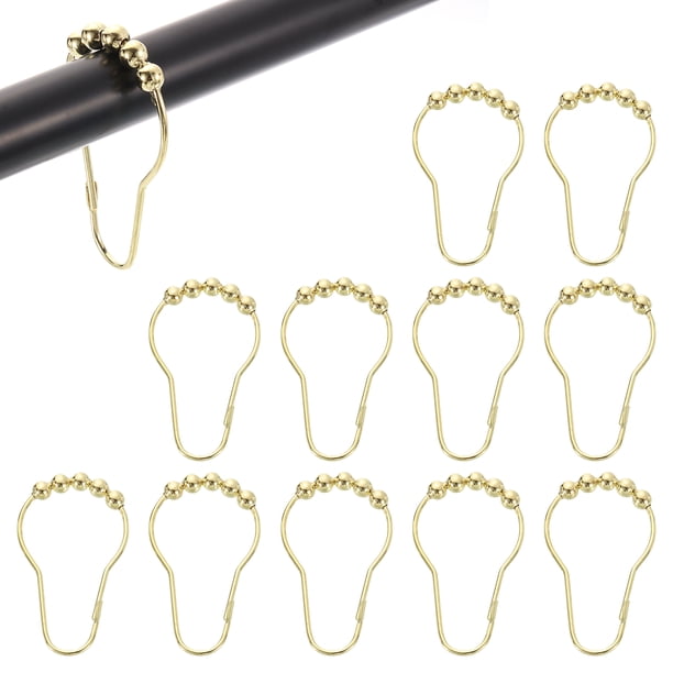 12Pcs Ganchos para Cortina de Ducha, Anillos Deslizantes de Metal con Bolas Rodantes, Oro