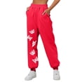 thumbnail image 1 of Gibobby pantalones cargo mujer Pantalones de chándal con forro polar para mujer, pantalones anchos y rectos, pantalones de chándal en la parte inferior, pantalones de correr (Rojo, XL), 1 of 3