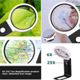 thumbnail image 4 of Loupe 3 Pcs avec Lumière et Support, Mains Libres Portative 6X 25X Loupe Pliante Réglable avec Éclairage DEL, 4 of 7